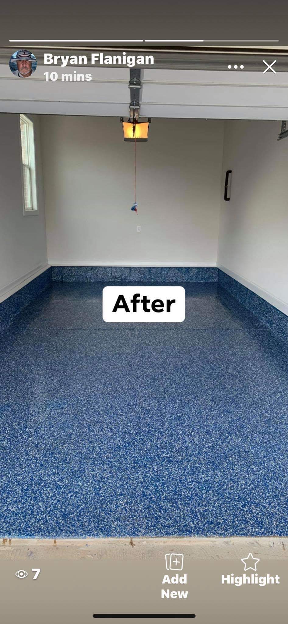 Blue flake epoxy garage floor coating Savannah GA